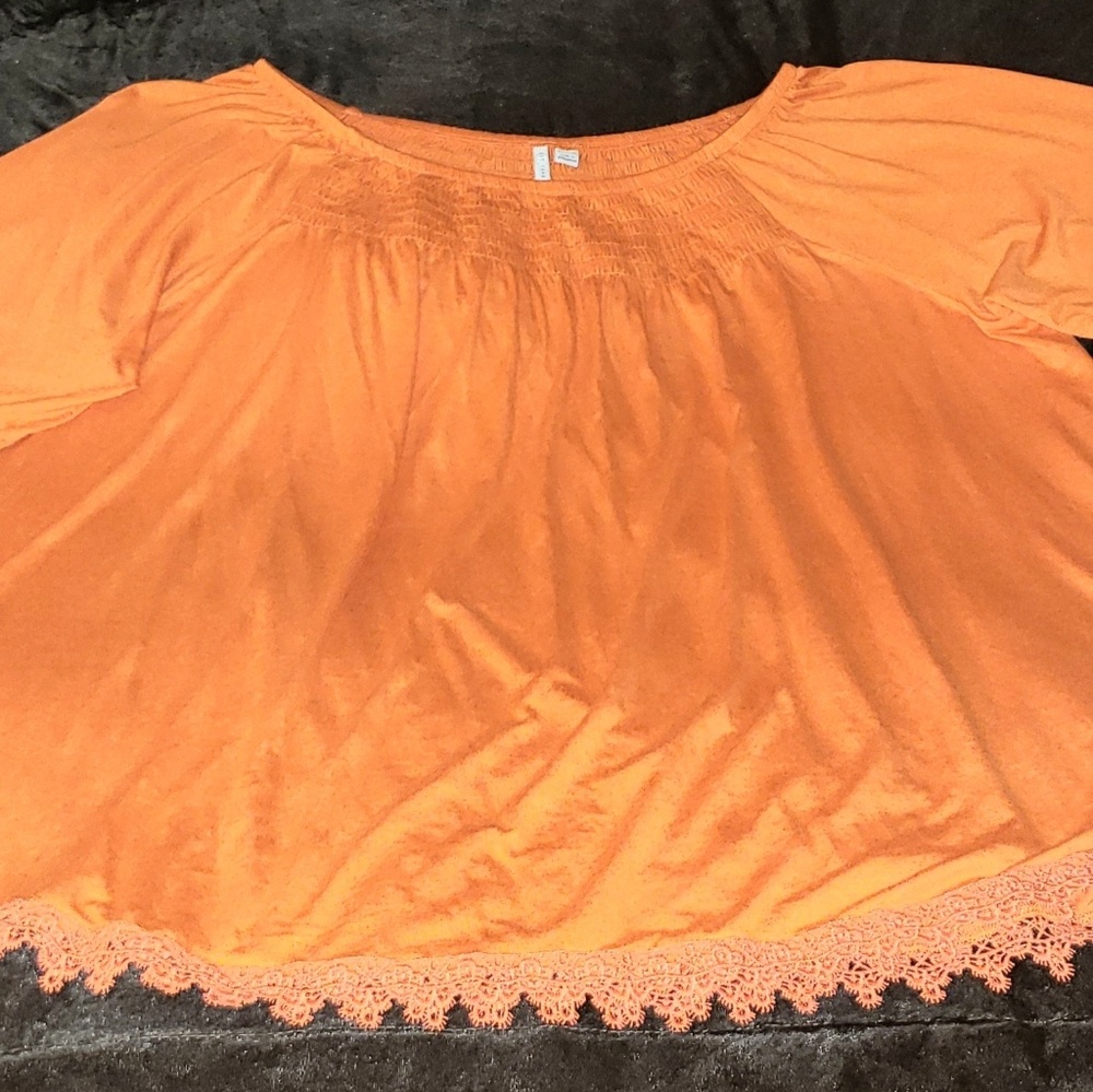 Off The Shoulder Lace Trim Top